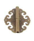 Heavy Duty Brass Cloud Hinges Two Piece Set Navy Finish Furniture Hardware Kit With Six Screws For Cabinets Closets And Jewelry Boxes, detailed view of ornate brass hinge.