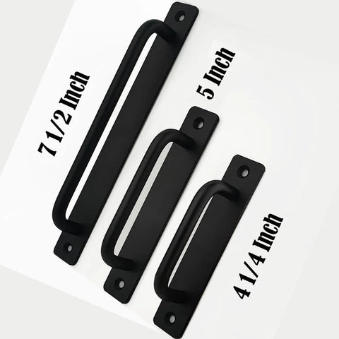 12 Pack Matte Black Aluminum Cabinet Pulls showcasing 5 inch length with various sizes, includes 24 screws for cabinets and drawers.