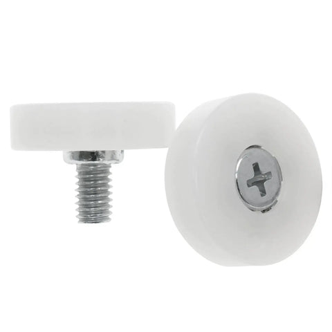 Get It Done Right 10 Pack 1 Inch Drawer Rollers And Heavy Duty Ball Bearings Smooth Gliding Nylon Positioning Pulleys showing white plastic glide wheels.