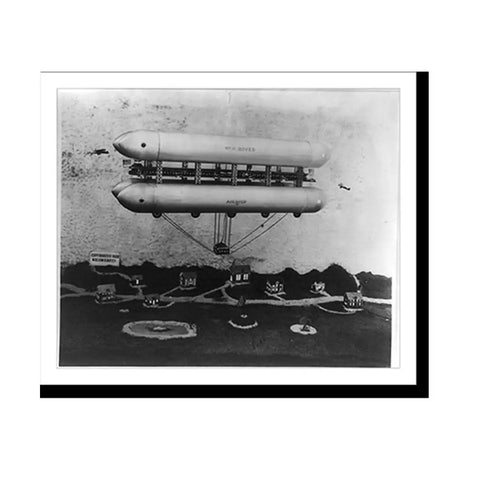 Vintage Airship Toy Model Wall Art Framed Black Wood Print with museum quality archival paper and fade resistant inks