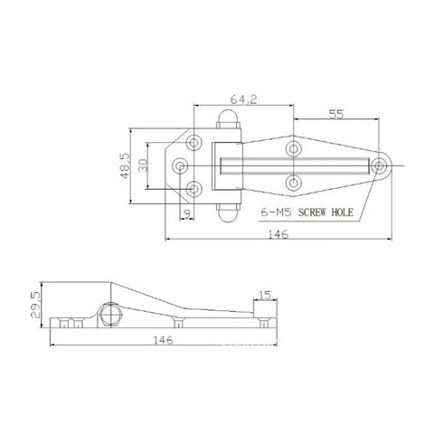 Technical diagram of 4 Inch Stainless Steel Refrigerator Door Hinge For Freezer And Oven Cabinets Self Lubricating Self Closing