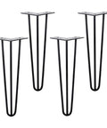 Heavy Duty Hairpin Table Legs Built Tough With Rock Solid Steel Construction Plus Replacement Furniture Sleds And Knockout Waterproof Finish For Diy Coffee Tables And Home Desks, set of four black legs.