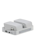 Flip Drone Dual Battery Charging Hub 2-Way Power Bank Charger Station for drone accessories with secure connections, side view.