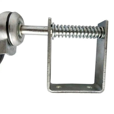 Hard Rubber Gate Casters With Spring And Universal Mount, 5 Inch Wheel, 125 Lb Per Caster (250 Lb Total), Black, 4 Inch And 5 Inch Two Pack For Wood Or Metal Gates