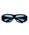 Professional Industrial Safety Goggles Featuring Wide Spectrum Coverage And Thick Absorbing Mineral Glass Lens Built Dead Tough For All Day Grinds On Harsh Job Sites, front view with dark frame and clear lenses.