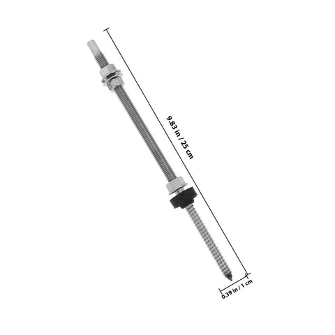 Tough As Nails Stainless Steel Solar Hanger Bolts With Dual Thread Adjustable Height For Zero Sag PV Mounting and Easy Outdoor Garden Gate Bracket Projects, 9.83 inches long