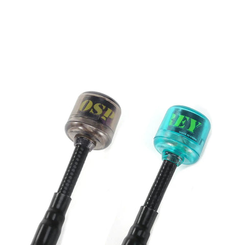 60mm RHCP SMA FPV Antennas 2 Pack For RC Drones, 5.8GHz Wide Bandwidth, durable blue and gray shells, side view