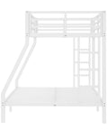 Heavy Duty Twin Over Full Metal Bunk Bed With Dual Ladders Rock Solid Steel Construction White Finish side view