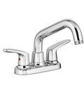 Colony Pro 2 Handle Utility Faucet With Hose End Polished Chrome Drip Free Ceramic Disc Valve, side view.