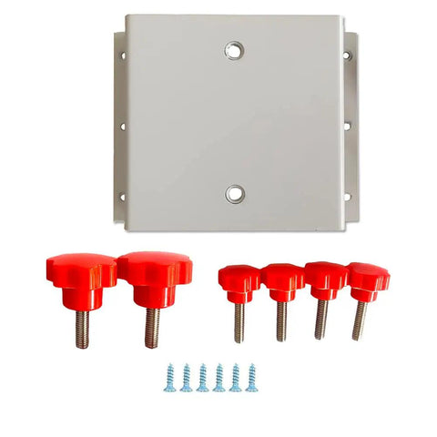 Silk Screen Printing Platen Bracket With Heavy Duty Steel Frame, Plate Pallets Clamp, with six red knobs and screws displayed.