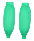Super Tough Oil Resistant Latex Arm Sleeves Waterproof Heavy Work Oversleeve Grease Proof Cover Thick Guard For Mechanics And Outdoor Crews Easy Slide On Job Site Shield One Size Fits All in green, ribbed texture.