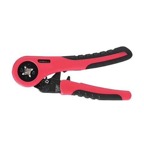 Pro Multifunctional Carbon Steel Crimping Pliers Ergonomic Hand Tool For Electricians And Automotive Technicians, red handle design.