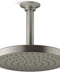Eight Inch Single Function Rain Showerhead With Drenching Full Coverage Rainfall Fixed Round Design 2.5 GPM Vibrant Brushed Nickel Finish