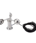 Pro Grade Wind Speed Sensor Anemometer With 8m Cable Lightweight Aluminum Alloy Build 360 Degree Wind Speed And Direction Measurement For Power Plants And Meteorology Monitoring Top Notch Performance, front view with 3-cup sensor and cable
