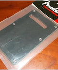 Stratocaster Back Plate 1-Ply Black Replacement Part for Guitar, packaged durable tremolo cavity plate, secure fit, classic finish.