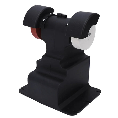 Walfront 18 Volt Cordless Mini Bench Grinder With 200 Watt Power And 7000 Rpm Speed featuring two dual grit grinding wheels.