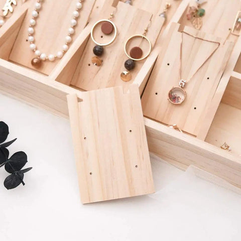 Chill Solid Wood Jewelry Tray Keeps Your Bling Totally Snag Free With A Dang Cool Pendant Grid Built In For Hanging Necklaces Organizing Earrings Or Storing Loose Beads, showcasing a wooden tray with earrings and a pendant grid.
