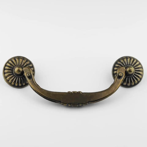 4 Pack Vintage Antique Bronze Bail Drawer Pulls 4.5 Inch Center To Center Drop Swing Dresser Cabinet Knobs Dark Zinc Alloy Hardware
