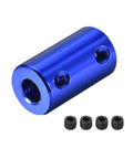 Blue Aluminum Shaft Coupler 5mm To 0.25 Inch Bore Rigid Set Screw 25mm Long 14mm Outer Diameter L25XD14 4 Pack Motor Connector, blue aluminum coupler with set screws