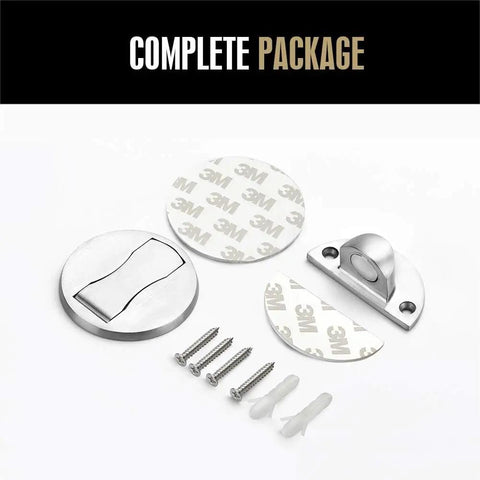 Magnetic Door Stop Set 304 Stainless Steel Brushed Silver No Drill Adhesive Mount With 3M Tape Wall Protector For Office And Home Doors Easy Install