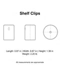 Stabilize Wire Shelving With Black PP Plastic Clips, fits 1 to 1.7 inch spacing, heavy duty rack support, dimensions diagram.
