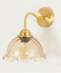 UBNMIUBV Modern Industrial E27 Gooseneck Vintage Brass Wall Sconces Glass Shade Indoor Wall Mounted Lamp Fixture close-up view.