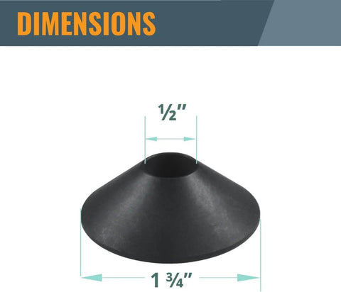 Router centering cone, black plastic, 1/2 in bore, 1 3/4 in base diameter