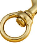 Close-up of Heavy Duty Solid Brass Swivel Bolt Snap Hooks With Seven Eighths Inch Eye And Three And A Quarter Inch Length Built To Last