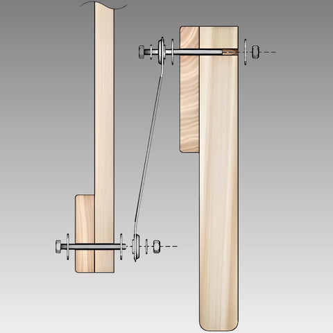 Patio Glider Rocker Bearing Arm Replacement Bracket Kit Nine Inch Length Seven Point Five Inch Hole Spacing Four Pack installation diagram