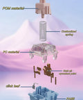 Gateron Melodic Switches 5 Pin 60GF Clicky Mechanical Keyboard Switches For MX Mechanical Keyboard Dual Rail Design With Stable Stem And Crisp Melodic Sound Factory Pre Lubed Pack Of 72 exploded view showing POM, PC, PA66 parts and spring