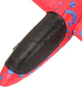 Close-up of nose tip on red Hand Launched Foam Airplane Toy For Backyard Fun Easy Throw Glider With Safe Soft Foam.