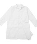 Men's White Lab Coat Long Sleeve Scrub Jacket for Medical Students and Docs, Classic Laboratory Coat displayed flat