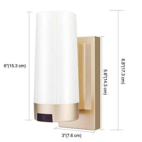 Wireless Wall Sconce Light Stick On RGB Lamp USB Rechargeable Color Changing And Dimmable Night Light with dimensions