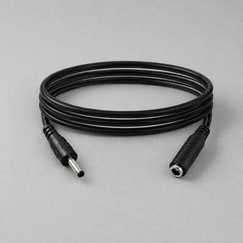 Male To Female Power Extension Cord With Rock Solid Molded Grip Housings For Routing Existing Power Cable And Getting That Long Run, black cable with ribbed connectors.