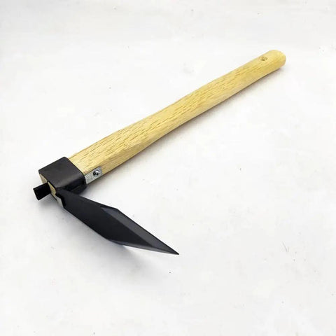 Carbon Steel Hand Hoe and Solid Mattock Digging Tool for Garden Work, Heavy Duty Agricultural Hoe with wooden handle on white background