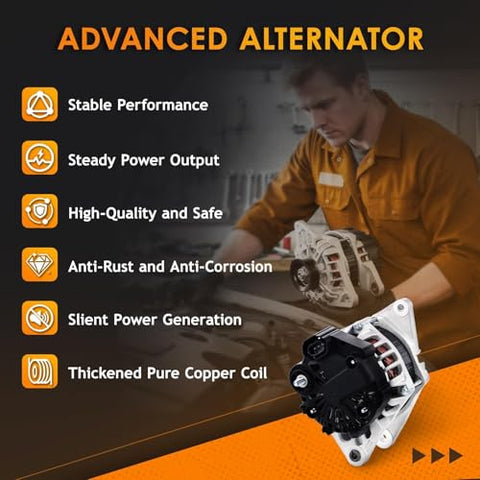 Direct Fit DIY-Friendly Bolt-On Alternator Replacement For Hyundai Elantra 2.0L 2007-2012, Kia Soul 2.0L 2010-2011, Spectra 2.0L L4 2007-2009, Compatible With 11311N 2655635 3730023650 40046020 40046031, OEM-Grade And Easy To Install, features include stable performance, anti-rust, silent power generation.
