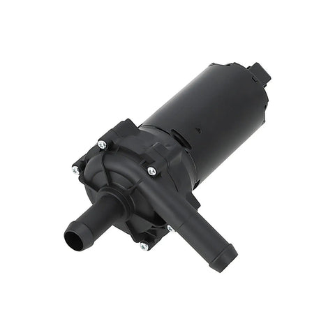 Heavy Duty Auxiliary Engine Water Pump For Hybrid Rides 1998 To 2015 Electrically Driven Coolant Flow Oem Spec Replacement, black casing, side view.