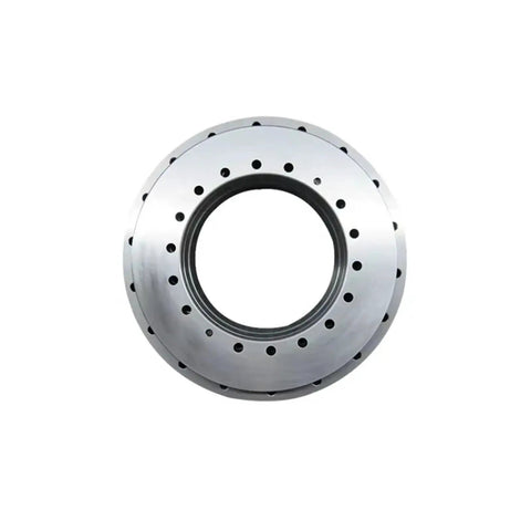 Precision YRT100 Rotary Table Bearing 100 X 185 X 38mm steel design showing smooth surface and mounting holes for CNC applications