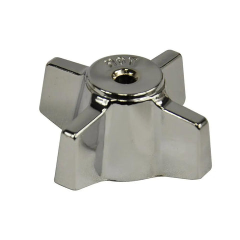 Close-up of chrome handle from 3-Handle Bath Tub And Shower Trim Kit For Sterling Faucets In Chrome, for DIY remodel.