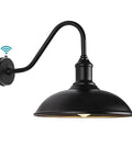 12.6 Inch Outdoor Gooseneck Barn Light With Dusk To Dawn Sensor For Farmhouse Porch Garage And Patio Made From Heavy Duty Metal With Galvanized Finish And Spray Process, black fixture on white background.