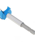 Pro Grade 25mm Alloy Steel Drill Bit Set With Woodworking Hole Saw Kit showing a close-up of a blue hole saw bit.