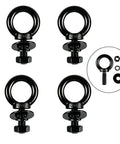 Beefy Four Piece Heavy Duty Lifting Ring Eye Bolt Kit In Stainless Steel 304 With Nuts Washers And Spring Washers M12 By 50mm Threads Half Inch By Two Inch Size Easy Install For Hoisting And Rigging, black eye bolts