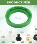3 Inch Toilet Tank To Bowl Gasket Kit For American Standard Toilets Includes Gasket Bolts And Other Essential Parts For Leak Proof Flush Valve Openings. product size shown with green 3-inch gasket and included bolts, washers, and rings
