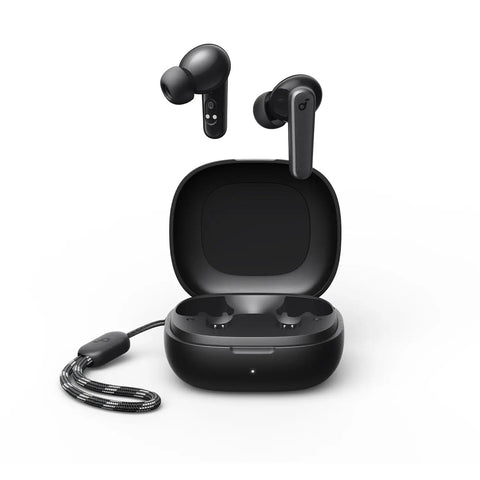 True Wireless Earbuds Pack Straight Fire Deep Bass And 30 Hour Playtime With Customizable App Controls Ergonomic Fit displayed in charging case.