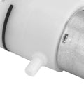 Heavy Duty 12V DC Mini Air Pump That Keeps It Quiet While Kickin Out Steady 2 To 3 Point 2 LPM Flow showing aluminum housing and air outlet.