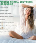 Person sitting on chair listed benefits of grounding related to Genuine Bamboo Viscose With 5 Percent Silver Fiber Grounded Fitted Sheet Kit