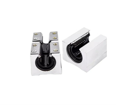 Front and side view of Beefy Aluminum Block Linear Motion Ball Bearing Slide For SBR Linear Guide Rail Systems, 1 Piece SBR30LUU Included