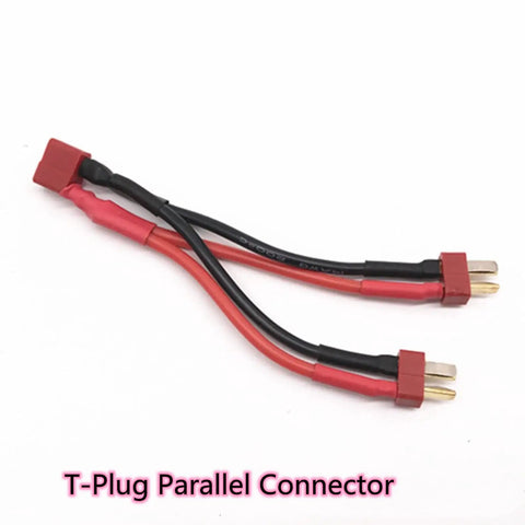 RC T Plug Parallel Connector Kit With 14 AWG 10cm Silicone Cord One Female To Two Male Battery Extension Cables Gold Plated T Plug Series