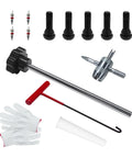 Quick Change Tire Valve Stem Tool Kit With Valve Core Remover And 4 Way Wrench, Includes 5 TR413 Cores And 4 Spare Cores