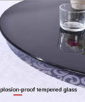 Heavy Duty Black Tempered Glass Lazy Susan Serving Turntable Featuring Smooth As Butter Spin For Effortless Food Sharing And Serious Kitchen Game Changer Vibes In A Generous 31 Inch Format with explosion-proof edge.
